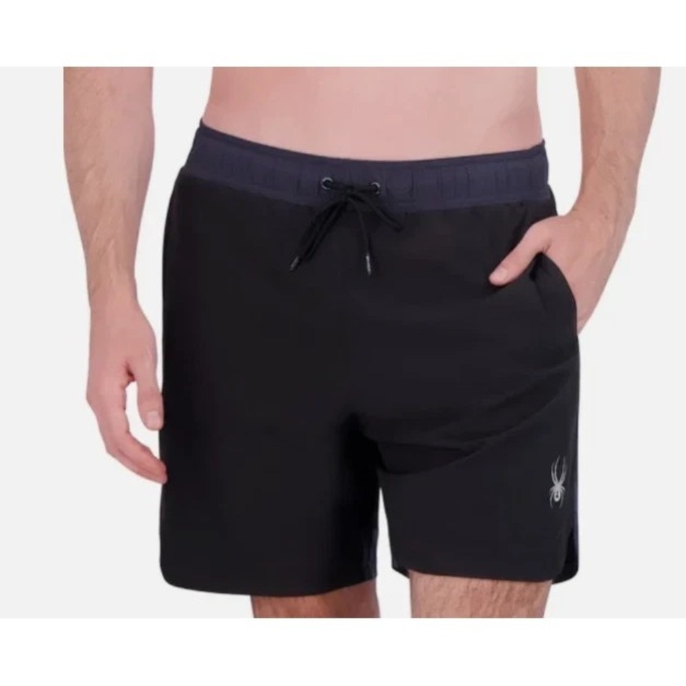 Spyder Men's 30+UPF 7.5" Inseam Swim Short, Black, Medium NWT